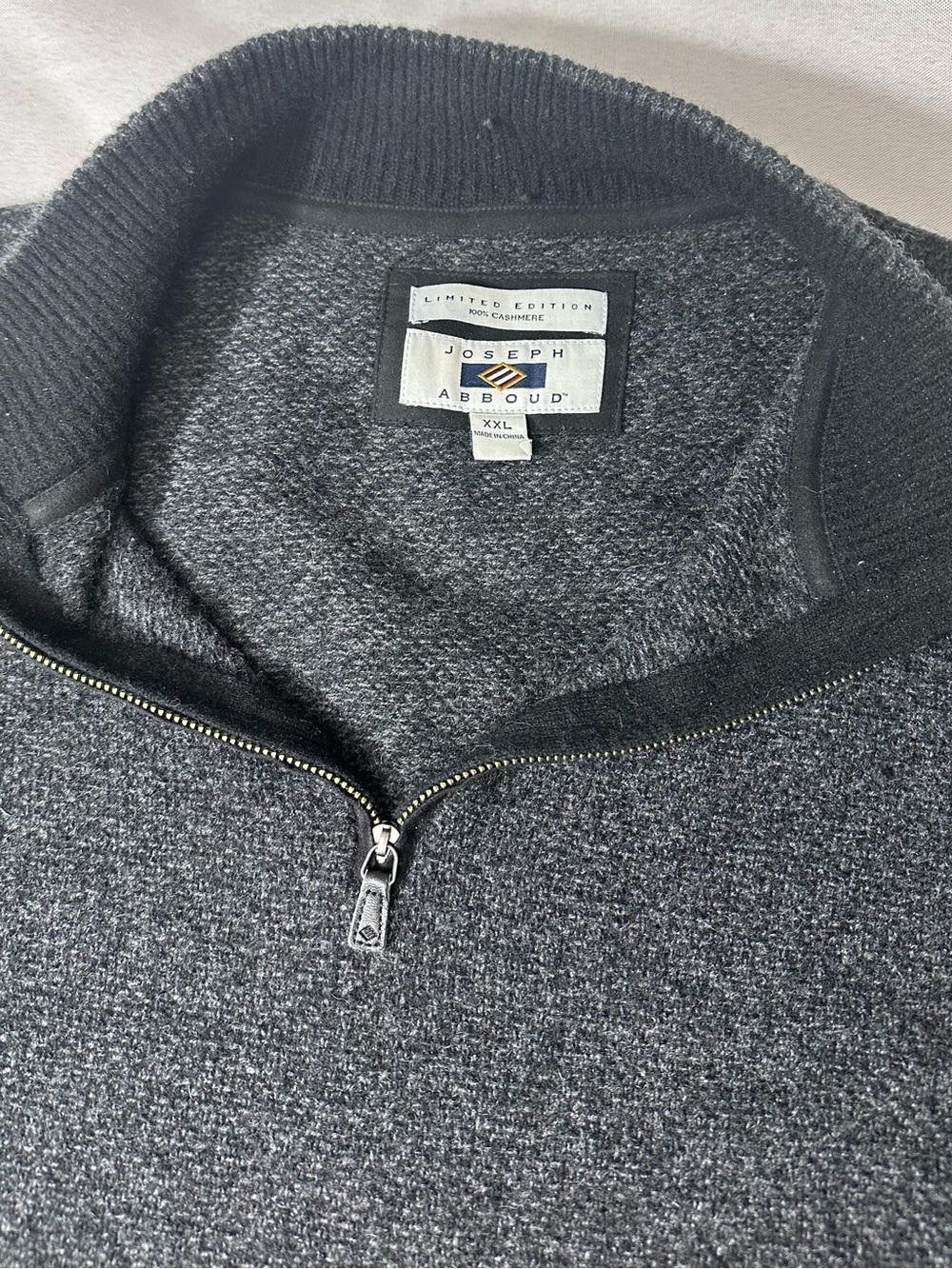 Joseph Abboud Charcoal Zip-Up Knit Sweater